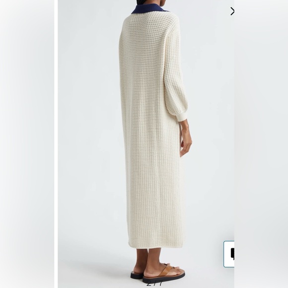NWT Staud IVORY/NAVY ALTEA MIDI DRESS Size XS - Picture 4 of 11